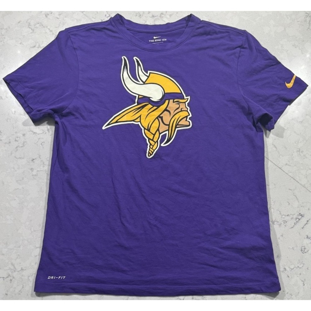 Nike Minnesota Vikings T-Shirt Mens Large Purple Dri-FIT NFL Football Tee